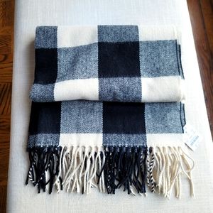 New! J. Crew Black White Buffalo Check Plaid Classic Scarf NWT